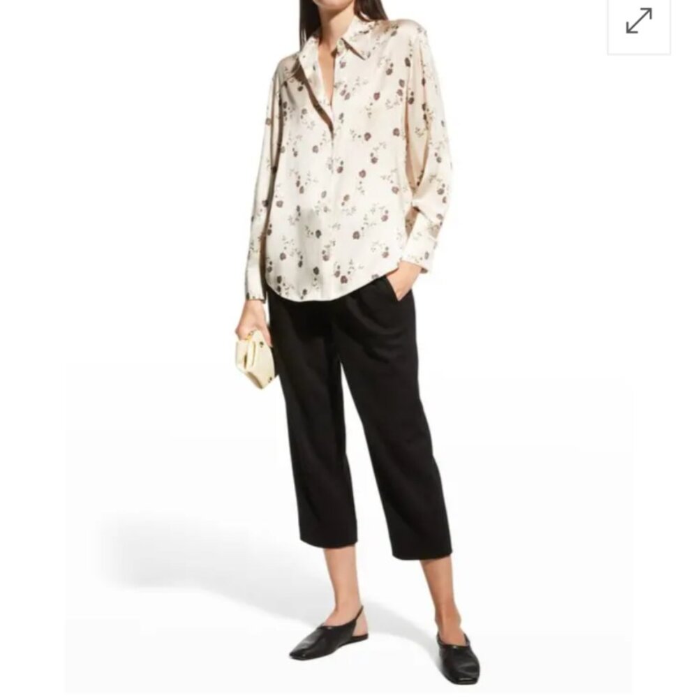 Vince Autumnal Rose Shaped Collar Blouse